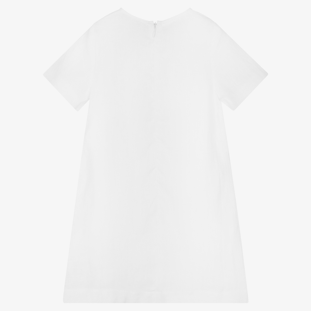 Giamo-Girls White Linen Dress | Childrensalon Outlet