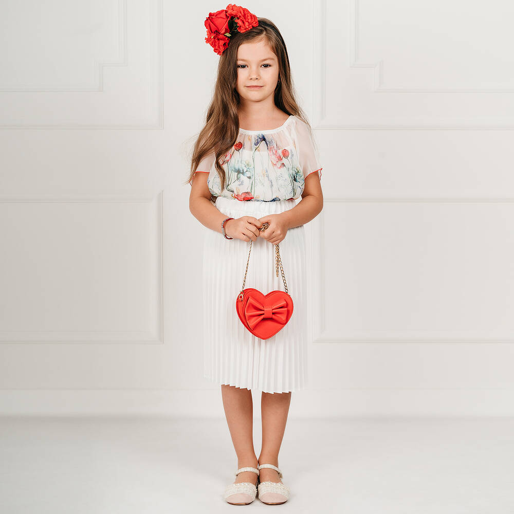 Giamo-Girls White Pleated Skirt | Childrensalon Outlet