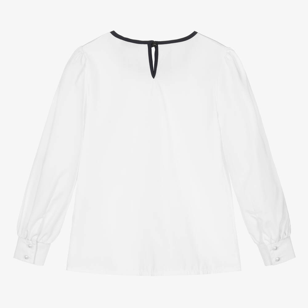 Giamо-Белая блузка с рюшами для девочек | Childrensalon Outlet