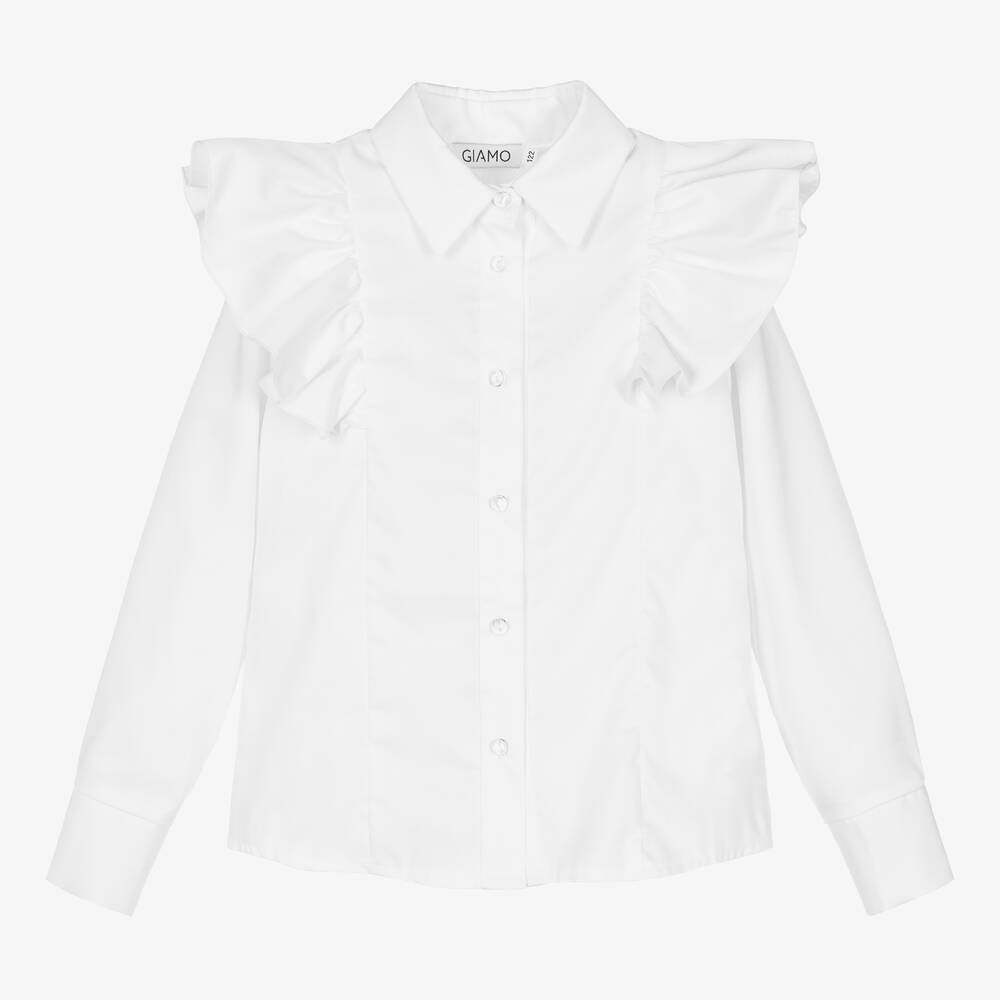 Girls white frilly blouse discount