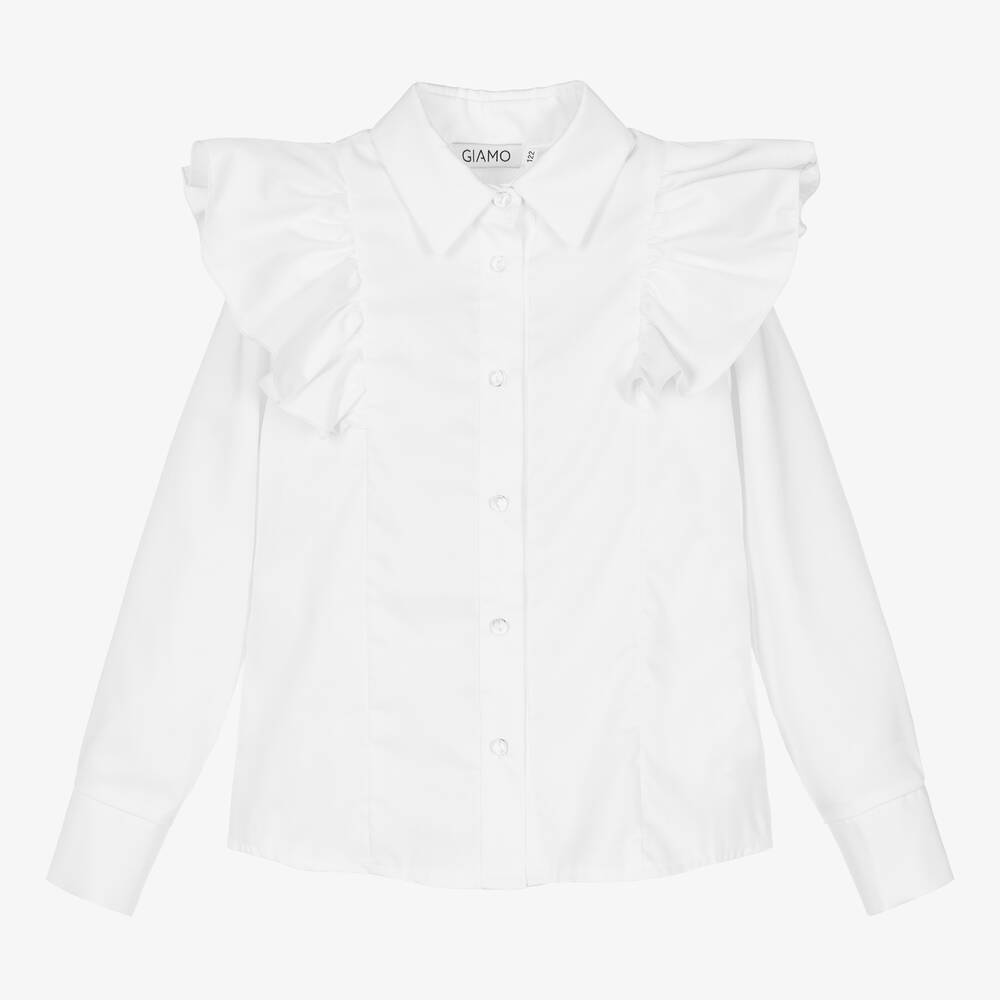 Giamo - Chemisier blanc ruché Fille | Childrensalon