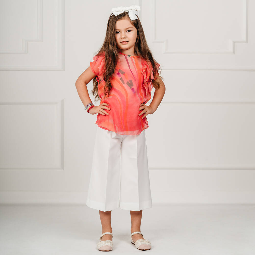 Giamo-Girls White Wide Leg Trousers | Childrensalon Outlet