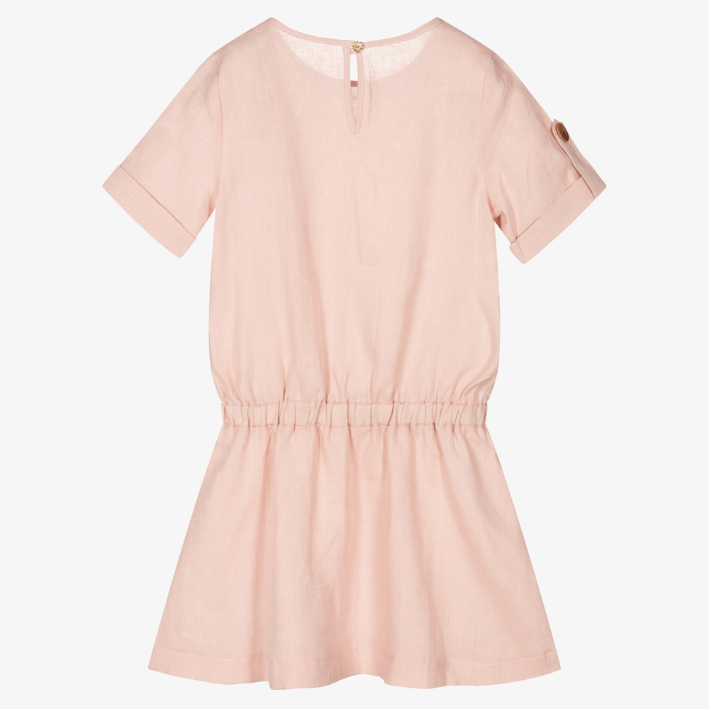 Giamo-Pink Lightweight Linen Dress | Childrensalon Outlet