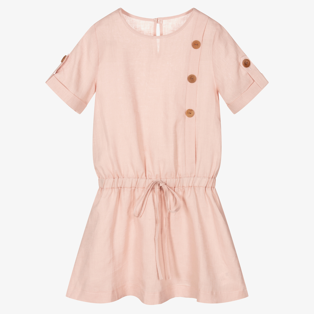 Giamo - Pink Lightweight Linen Dress | Childrensalon