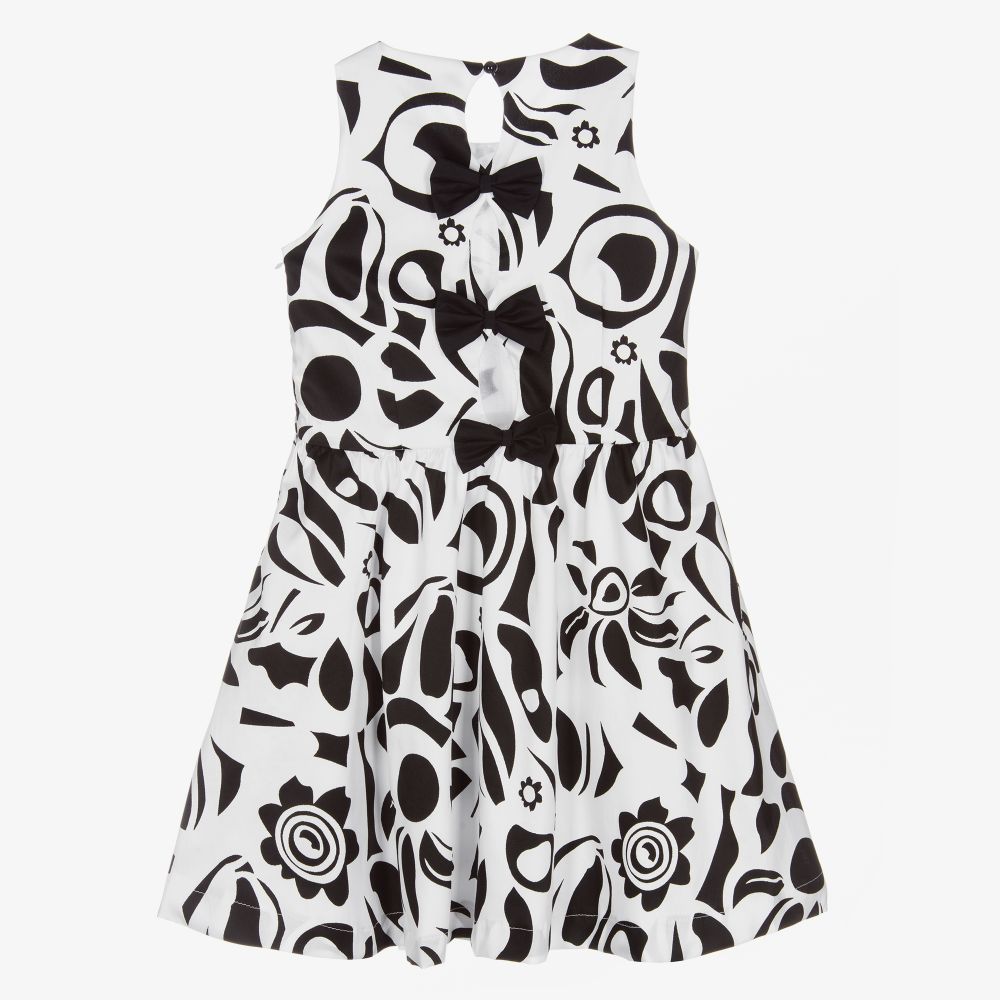 Giamo-White & Black Floral Dress | Childrensalon Outlet