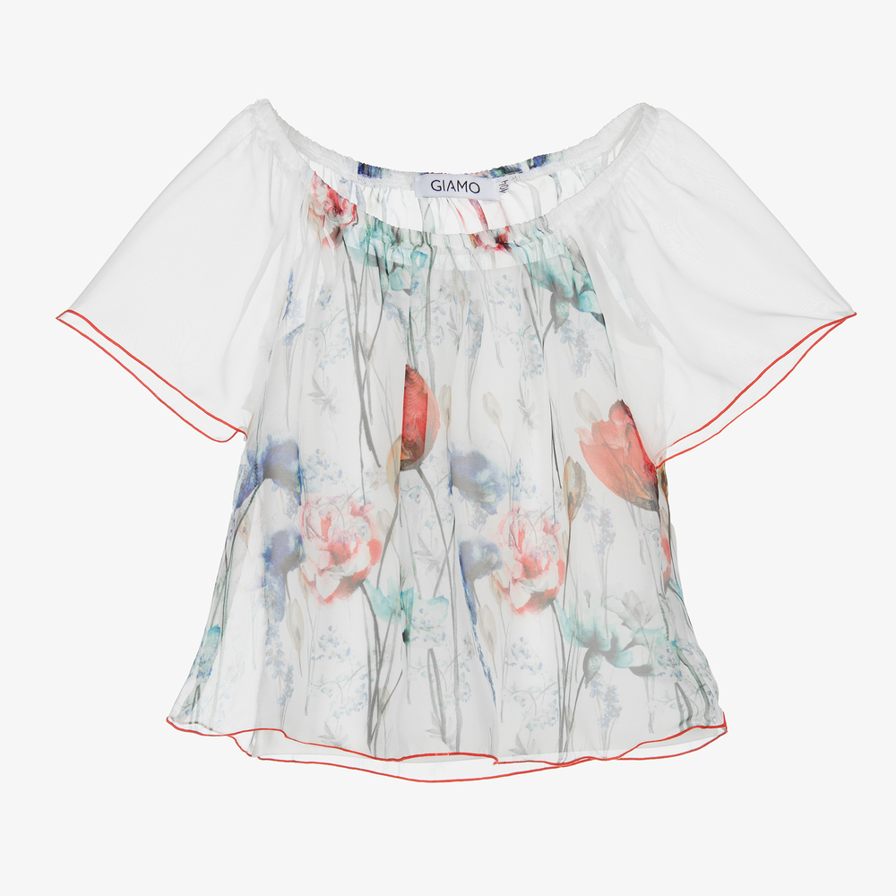 Giamo - Weiße Blumenbluse & Trägertop | Childrensalon