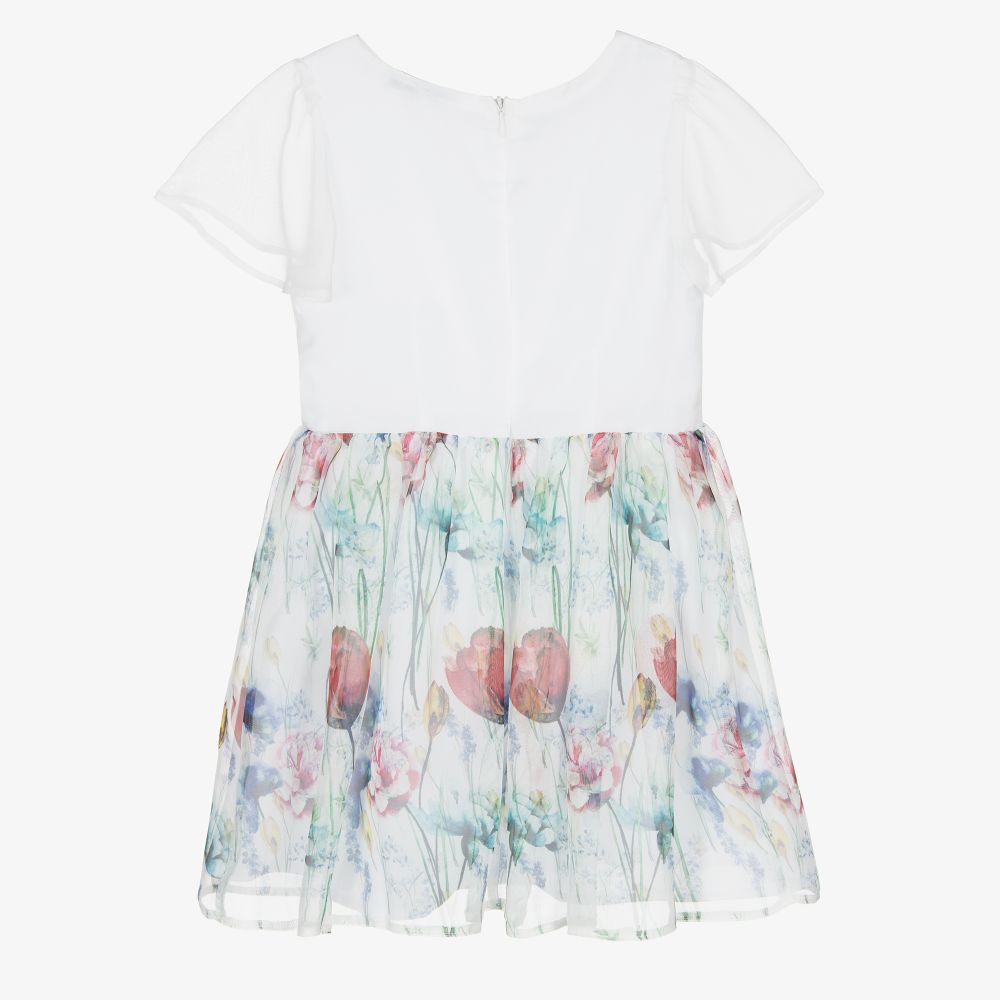 Giamo-White Floral Chiffon Dress | Childrensalon Outlet