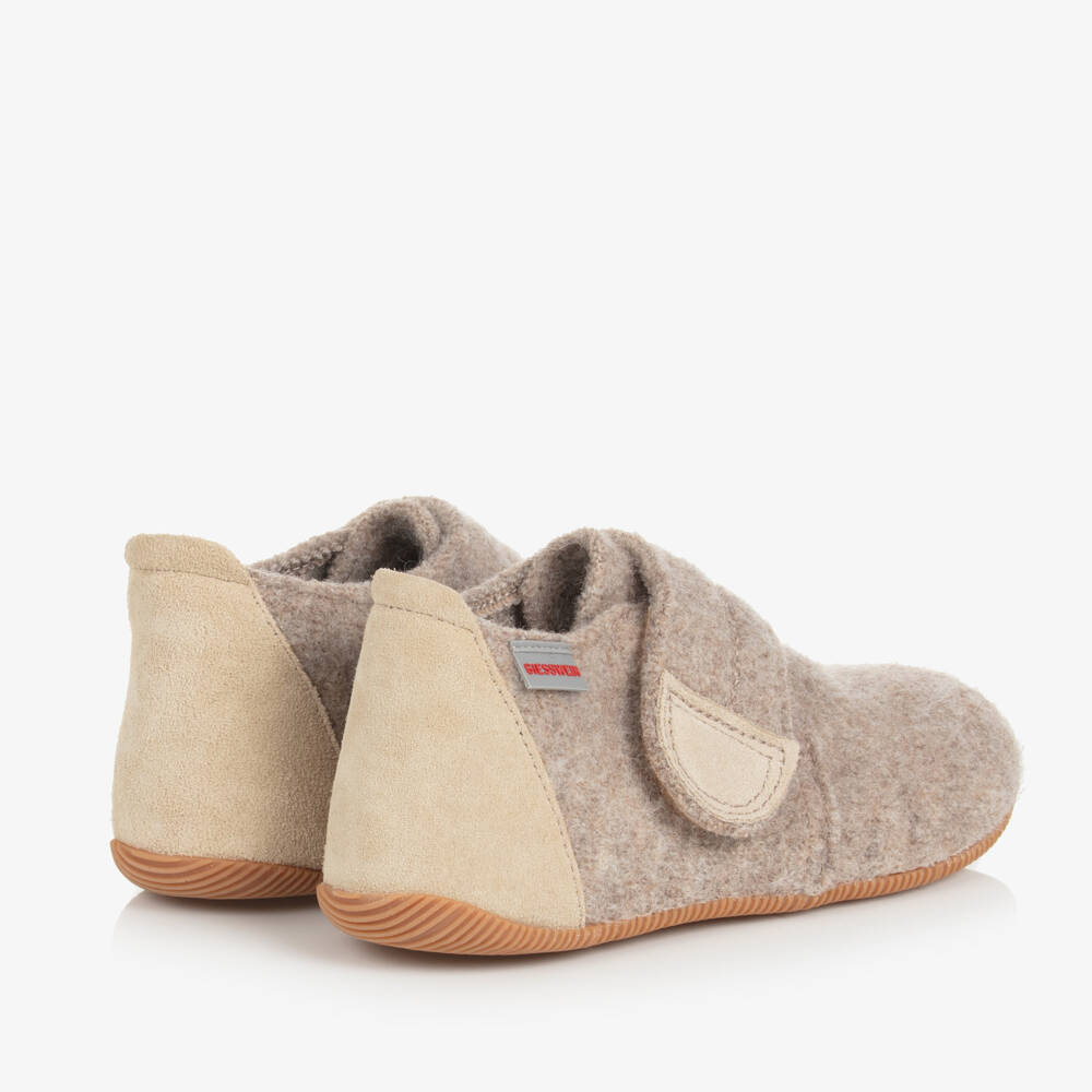 Giesswein-Beige Felted Wool Slippers | Childrensalon Outlet