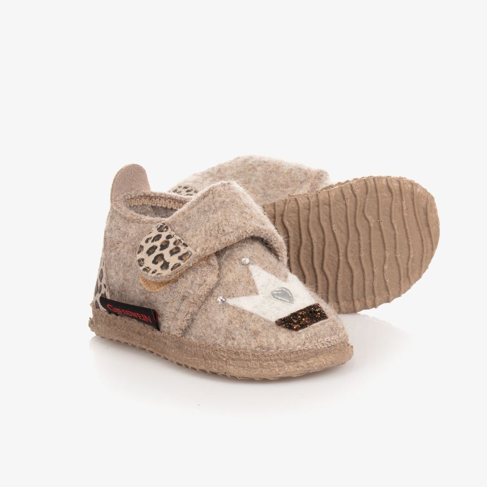 Giesswein - Beige Wool Felt Slippers | Childrensalon