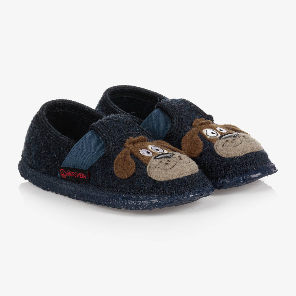 Giesswein - Boys Blue Wool Slippers | Childrensalon