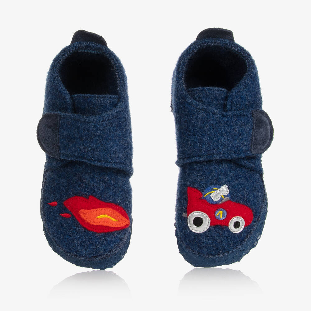 Giesswein - Boys Blue Wool Slippers | Childrensalon