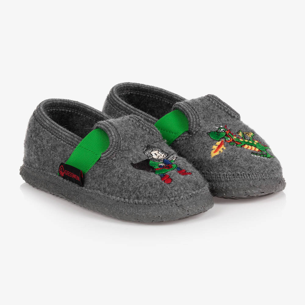 Giesswein Boys Grey Wool Slippers Childrensalon Outlet