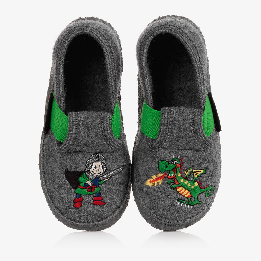 Giesswein - Boys Grey Wool Slippers | Childrensalon