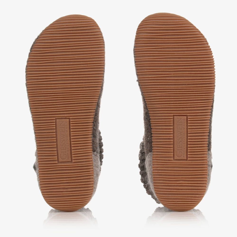Giesswein-Brown Felted Wool Slippers | Childrensalon Outlet