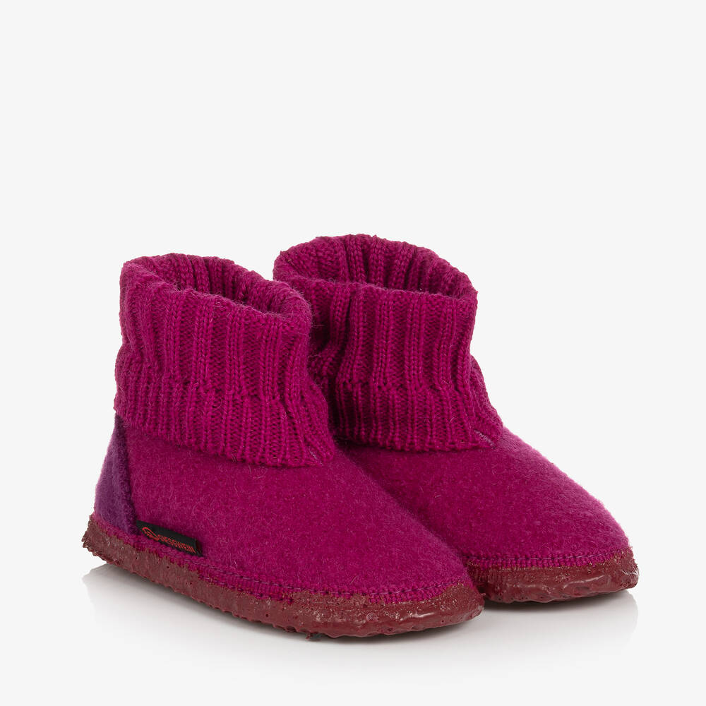Giesswein - Fuchsia Pink Felted Wool Slippers | Childrensalon