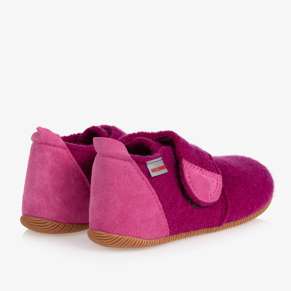 Giesswein-Girls Magenta Pink Felted Wool Slippers | Childrensalon Outlet