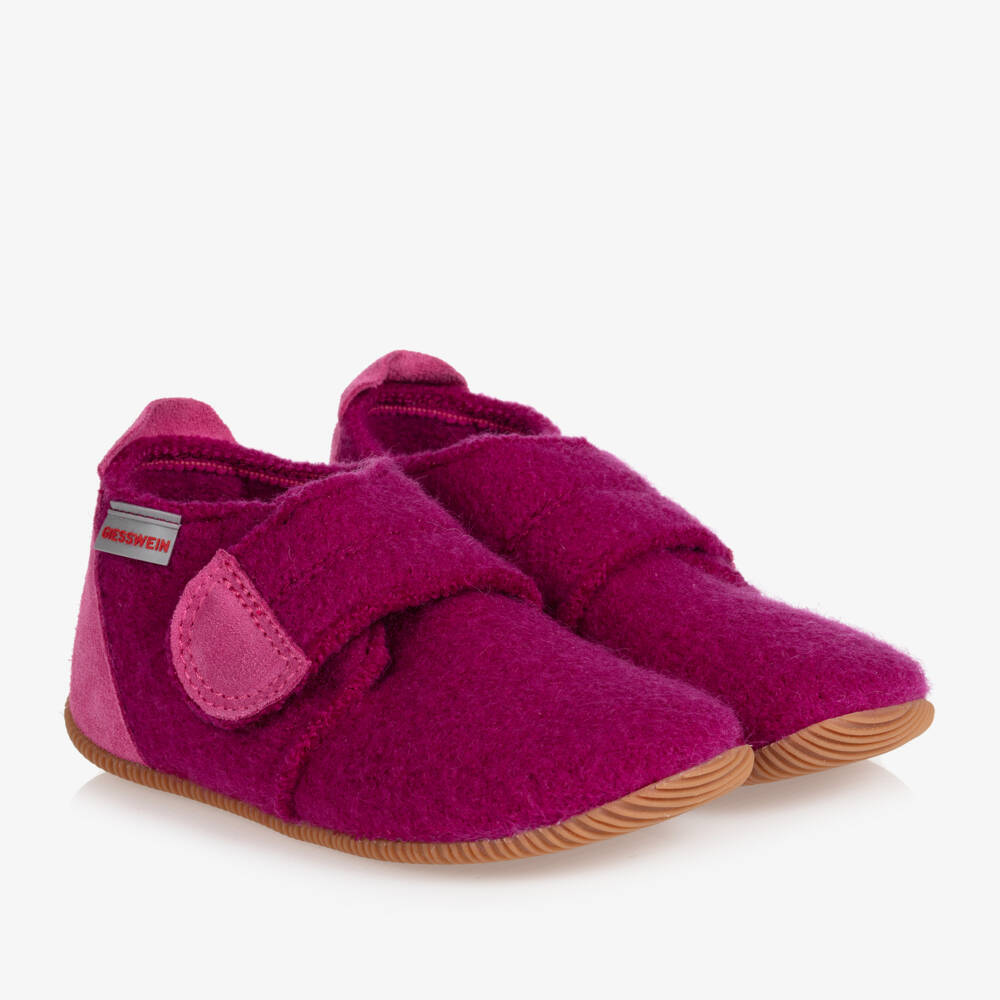 Giesswein-Girls Magenta Pink Felted Wool Slippers | Childrensalon Outlet