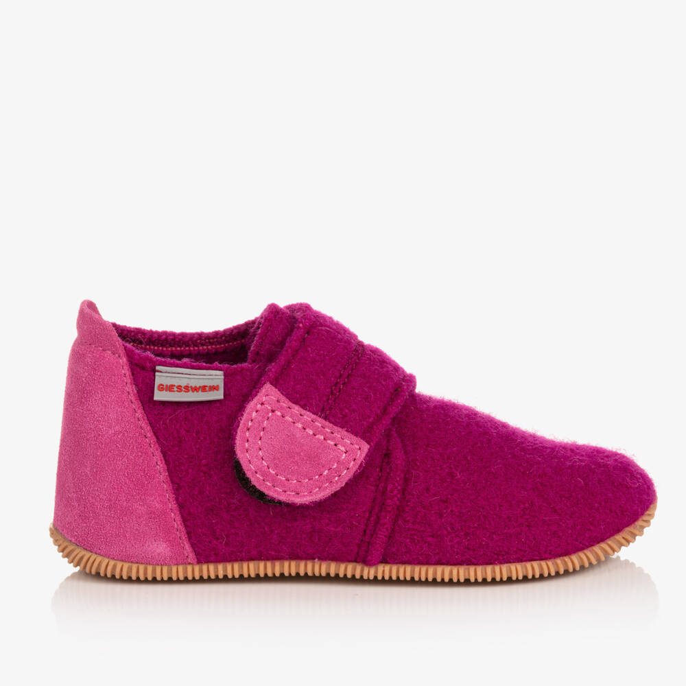Giesswein-Girls Magenta Pink Felted Wool Slippers | Childrensalon Outlet