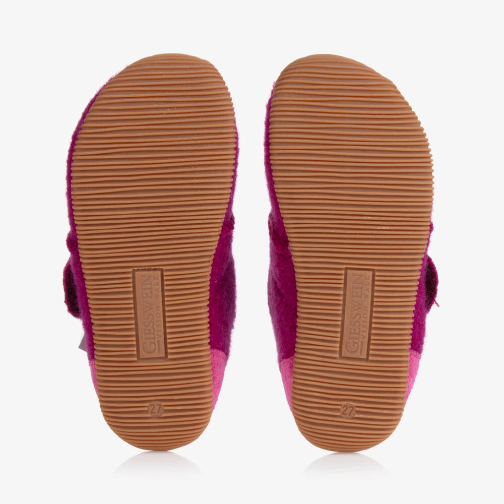 Giesswein-Girls Magenta Pink Felted Wool Slippers | Childrensalon Outlet