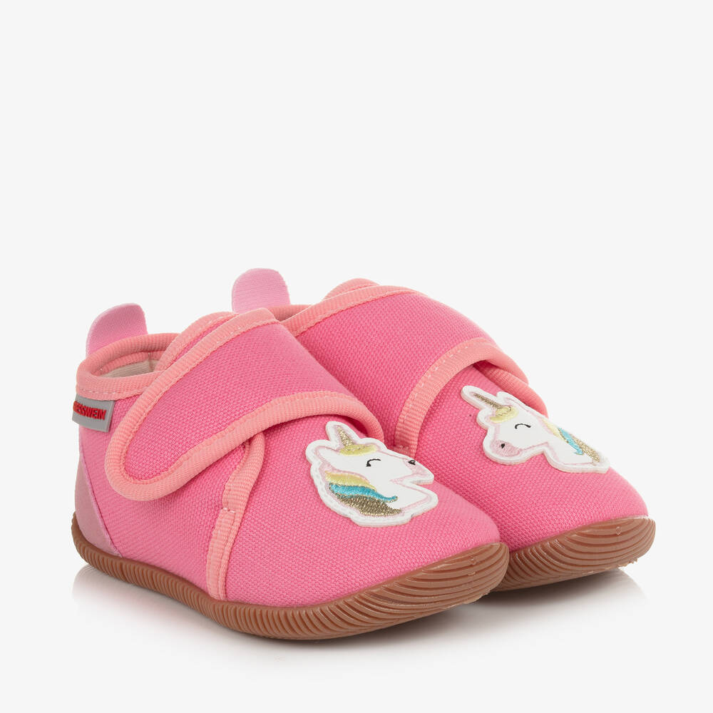 Giesswein - Girls Pale Pink Cotton Slippers | Childrensalon