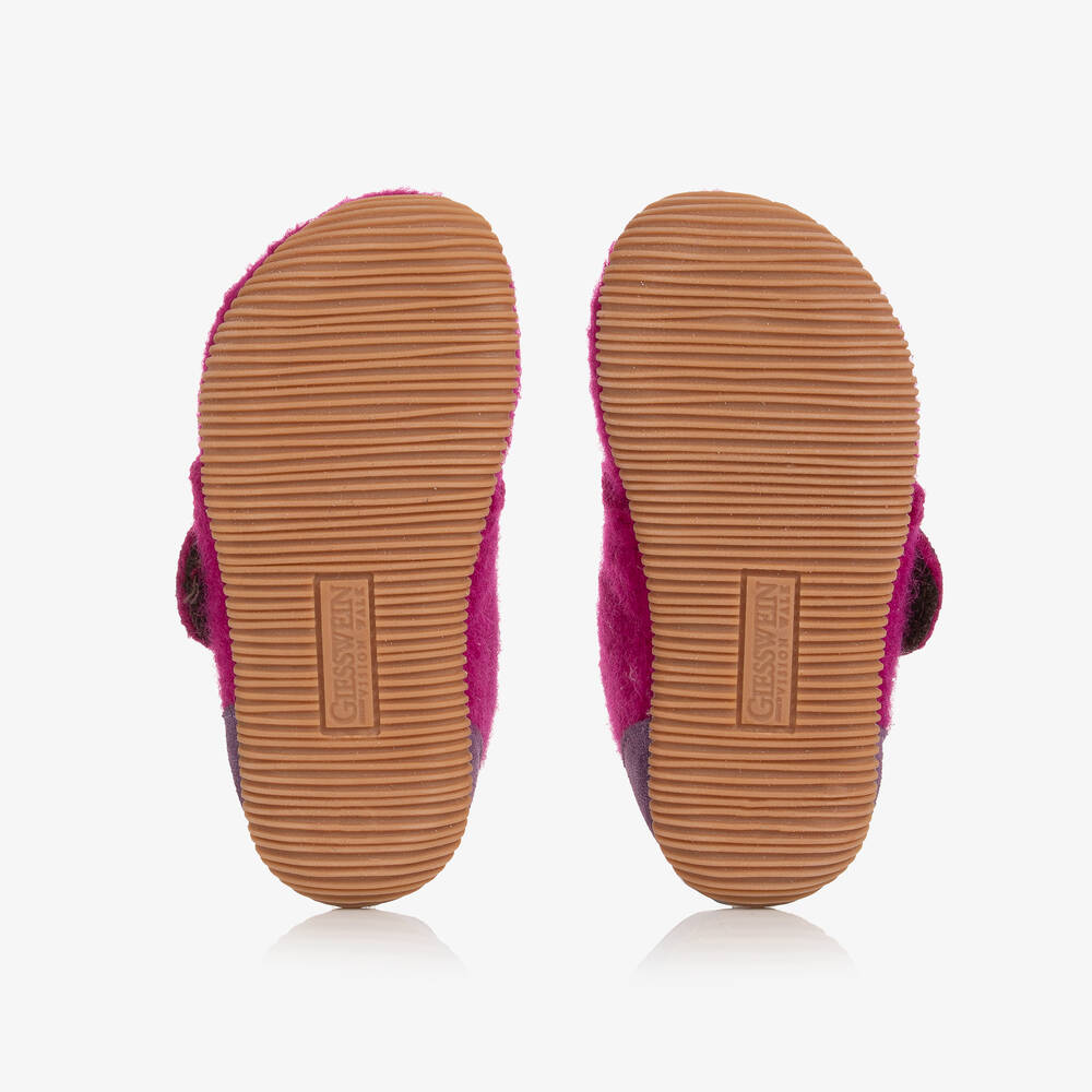 Giesswein-Girls Pink Felted Wool Cat Slippers | Childrensalon Outlet