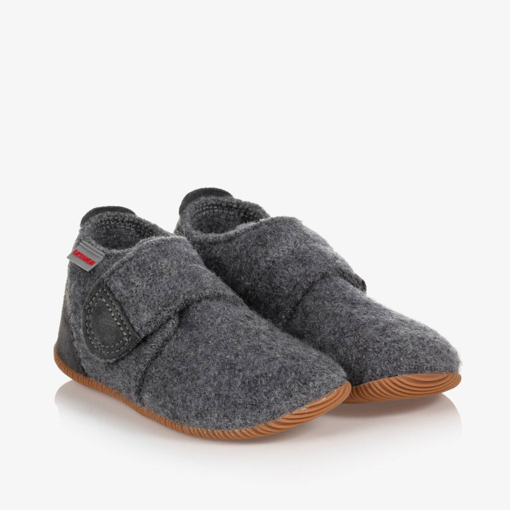Giesswein-Grey Felted Wool Slippers | Childrensalon Outlet