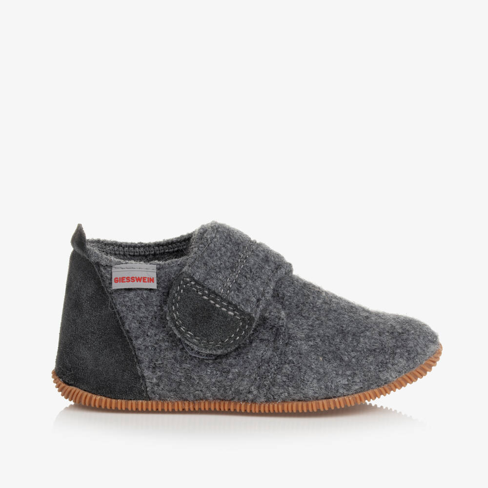 Giesswein-Grey Felted Wool Slippers | Childrensalon Outlet