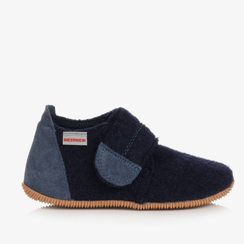 Giesswein-Navy Blue Felted Wool Slippers | Childrensalon Outlet