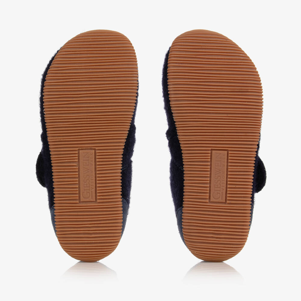 Giesswein-Navy Blue Felted Wool Slippers | Childrensalon Outlet