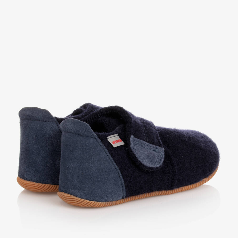 Giesswein-Navy Blue Felted Wool Slippers | Childrensalon Outlet