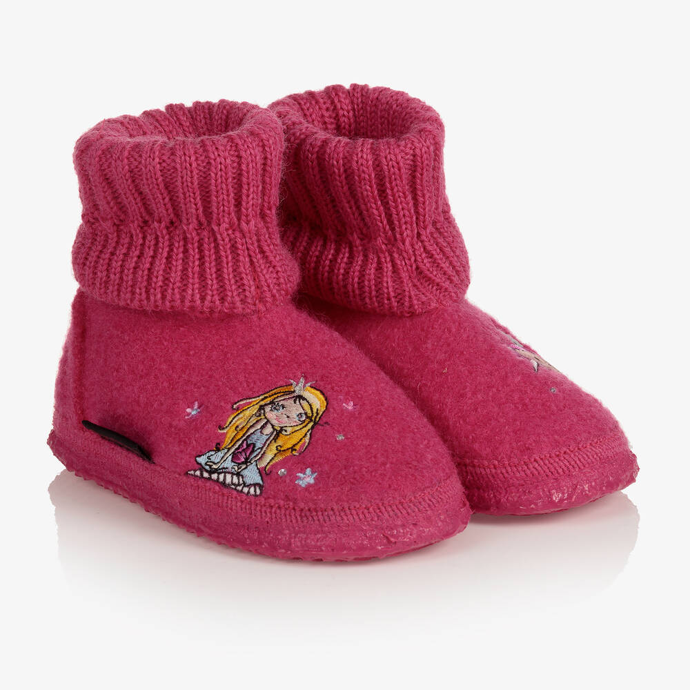 Giesswein - Pink Wool Princess Slippers | Childrensalon