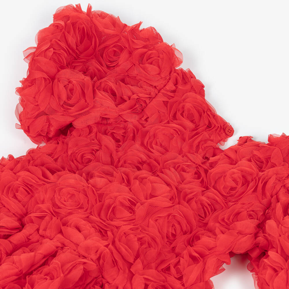 Rock Your Baby-Girl Red Tulle Dress with 3D Roses | Childrensalon Outlet