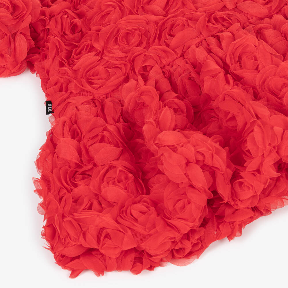 Rock Your Baby-Girl Red Tulle Dress with 3D Roses | Childrensalon Outlet