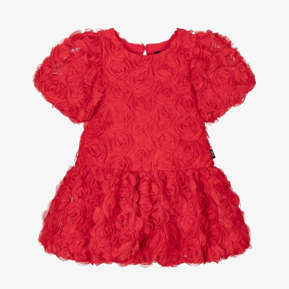 Rock Your Baby-Girl Red Tulle Dress with 3D Roses | Childrensalon Outlet