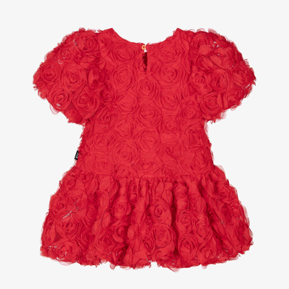 Rock Your Baby-Girl Red Tulle Dress with 3D Roses | Childrensalon Outlet