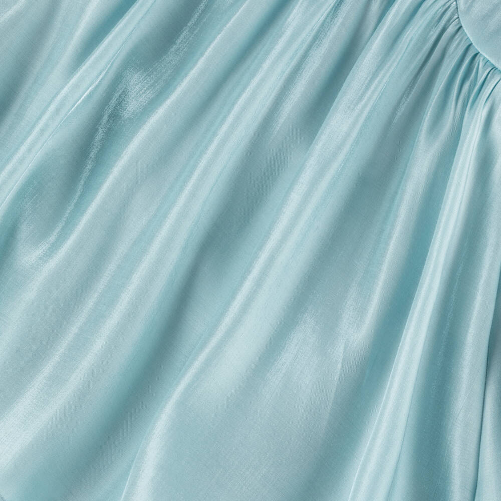 Abel & Lula-Girls Aqua Blue Satin Gloss Dress | Childrensalon Outlet