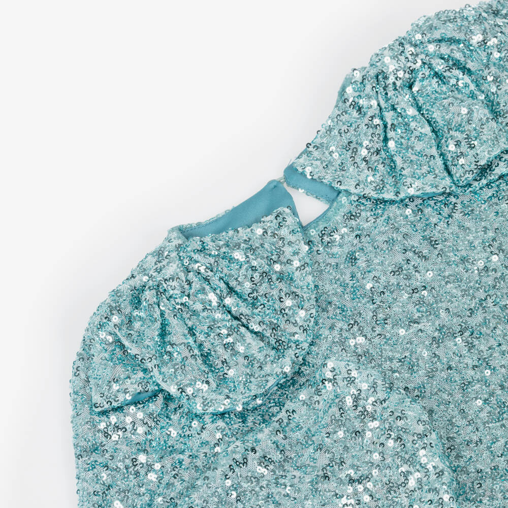 Abel & Lula-Girls Aqua Blue Sequin Skirt Set | Childrensalon Outlet