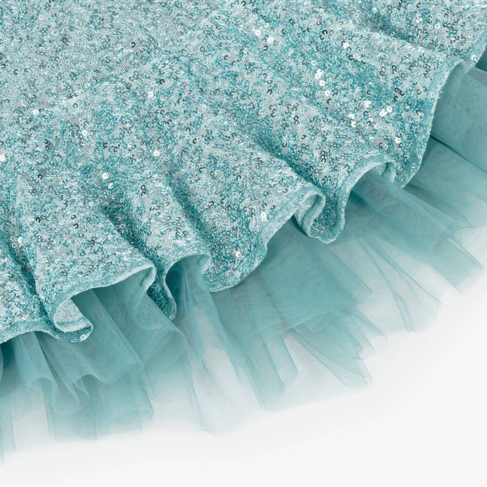 Abel & Lula-Girls Aqua Blue Sequin Skirt Set | Childrensalon Outlet