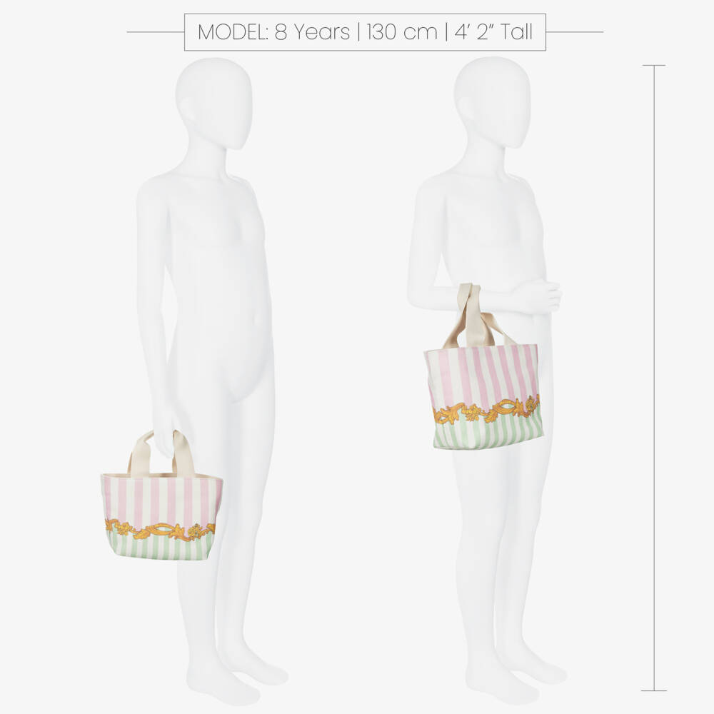 Versace-Girls Barocco Pinstripe Canvas Tote Bag (28cm) | Childrensalon Outlet