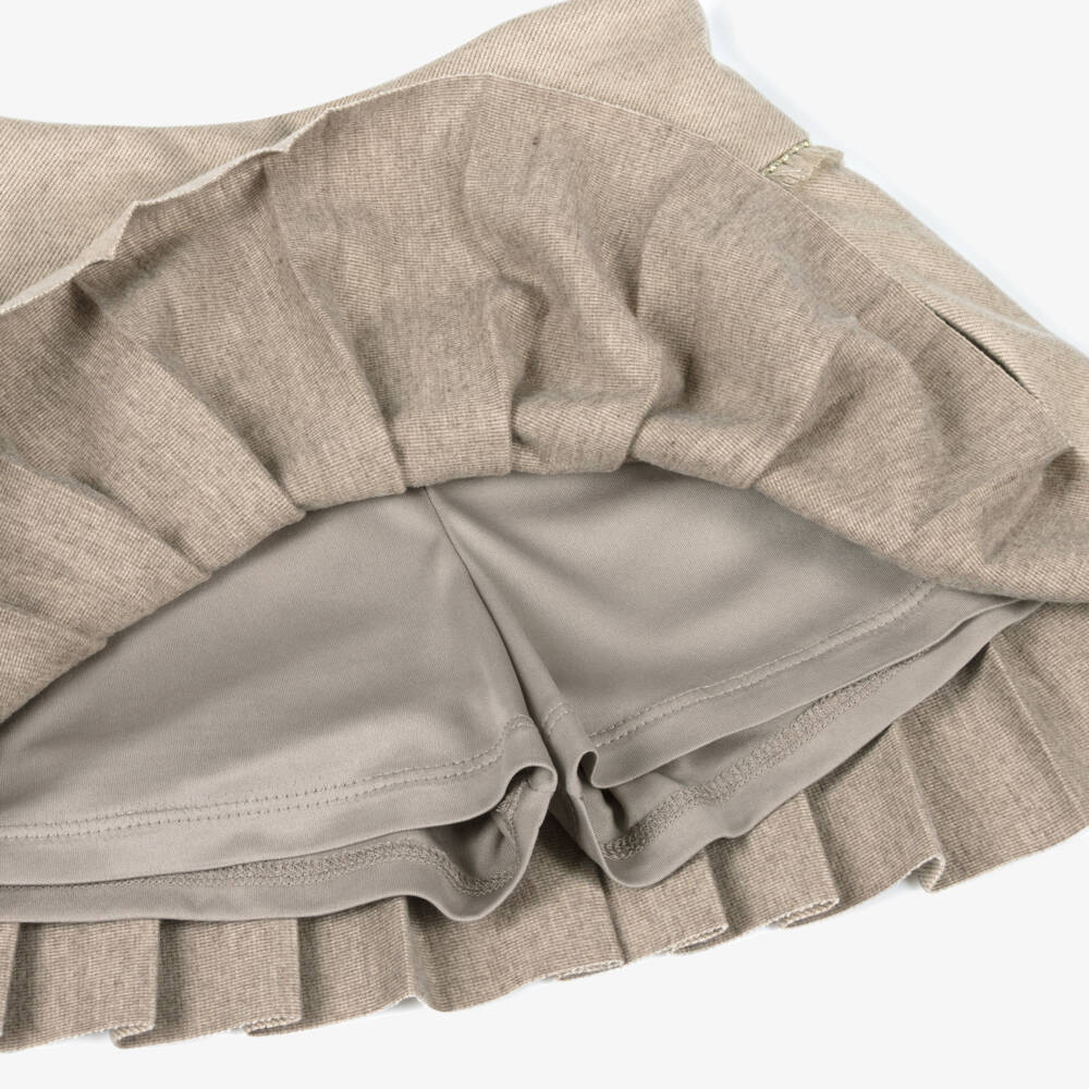 Mayoral-Girls Beige Asymmetric Pleated Skirt | Childrensalon Outlet