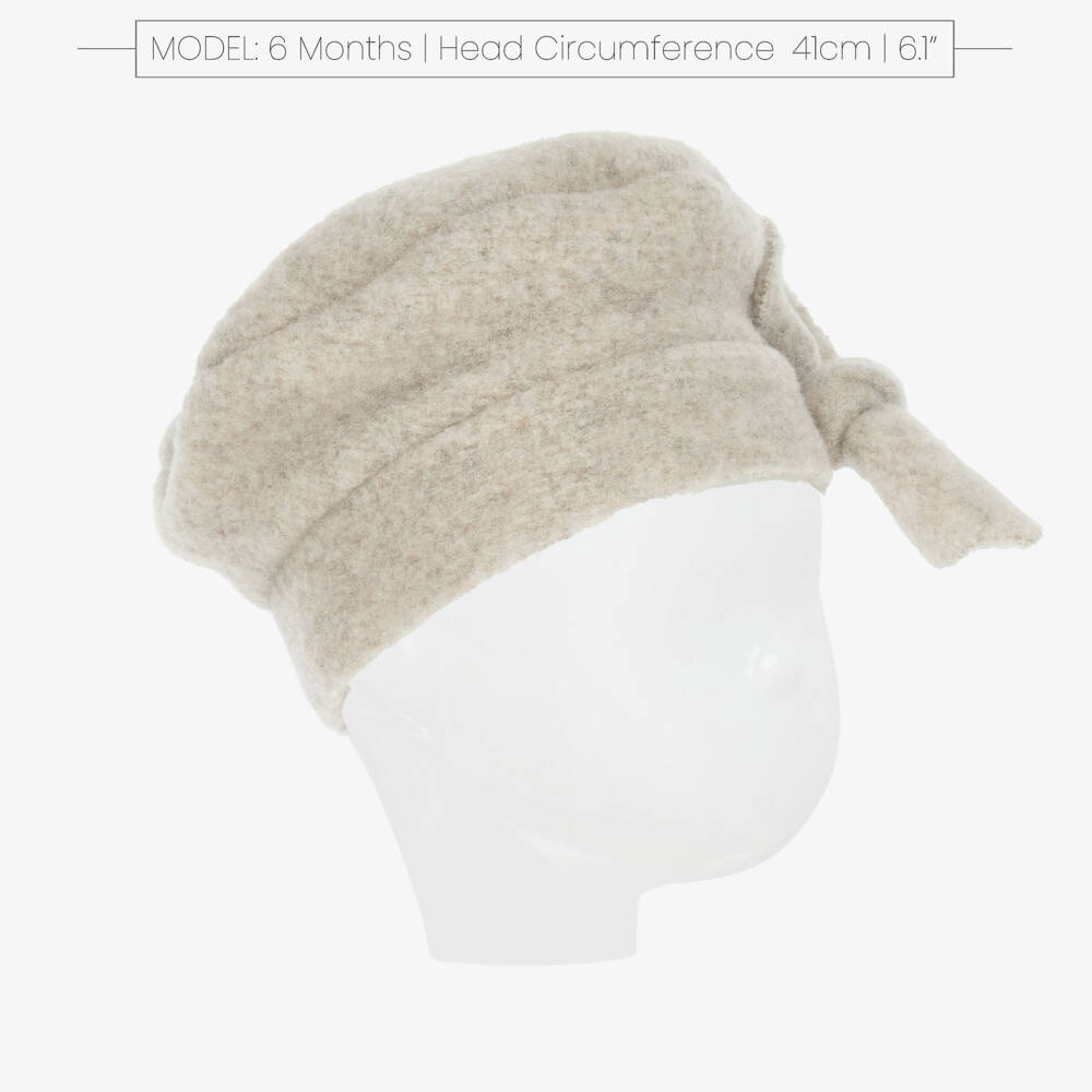 1 + in the family-Girls Beige Beret with Bow | Childrensalon Outlet
