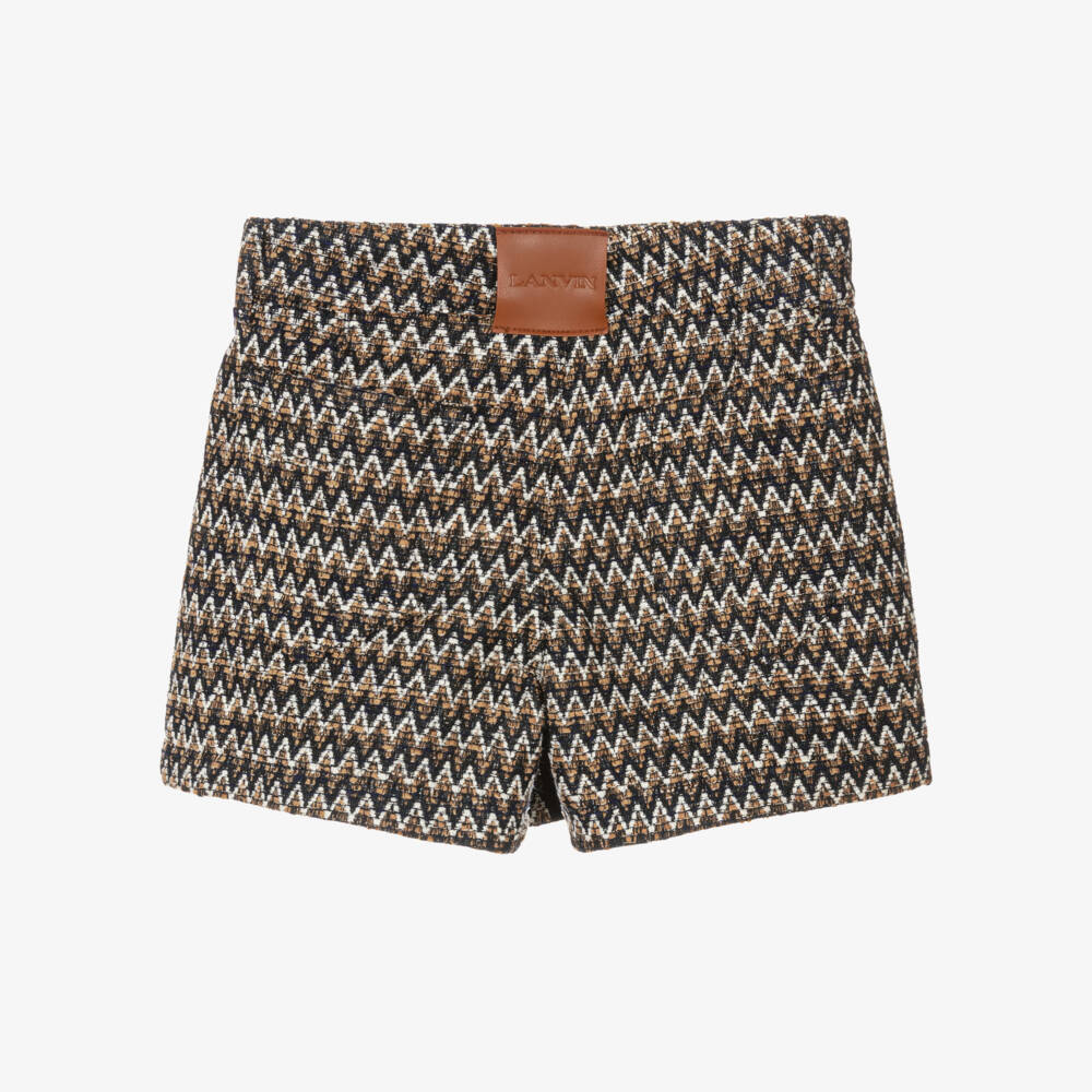 Lanvin-Girls Beige & Black Herringbone Cotton Skort | Childrensalon Outlet