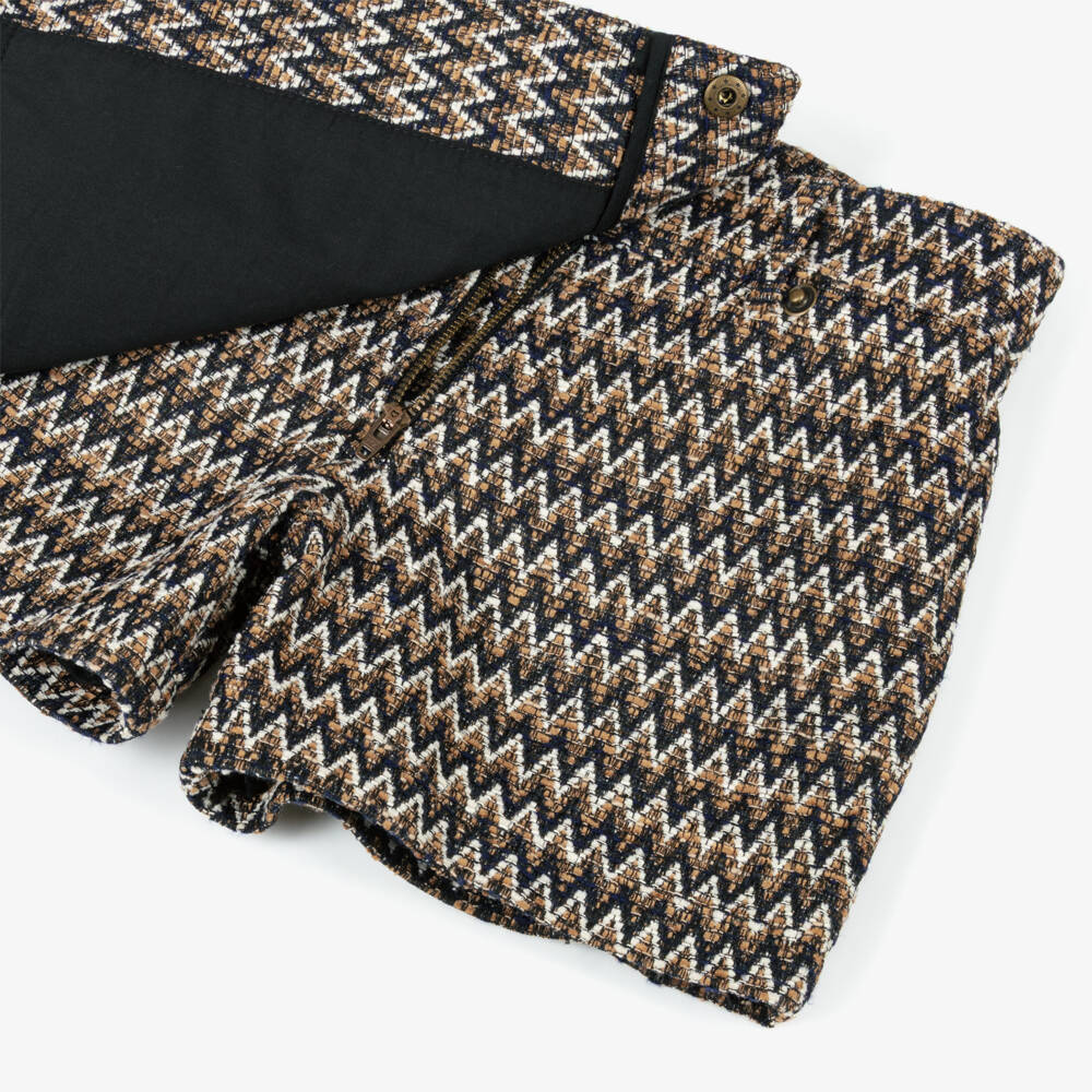 Lanvin-Girls Beige & Black Herringbone Cotton Skort | Childrensalon Outlet