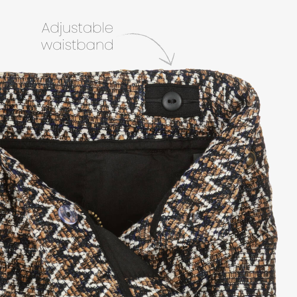 Lanvin-Girls Beige & Black Herringbone Cotton Skort | Childrensalon Outlet