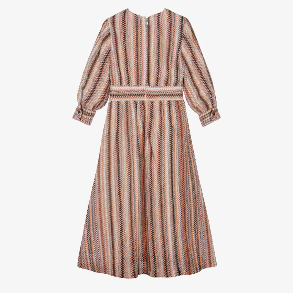 Missoni-Girls Beige & Brown Zigzag Knit Maxi Dress | Childrensalon Outlet