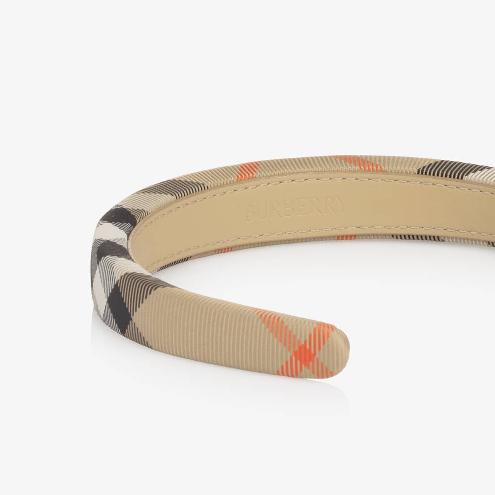 Burberry-Girls Beige Burberry Check Hairband | Childrensalon Outlet