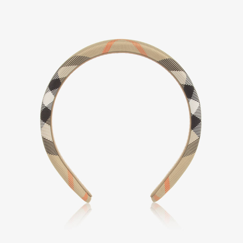 Burberry-Girls Beige Burberry Check Hairband | Childrensalon Outlet