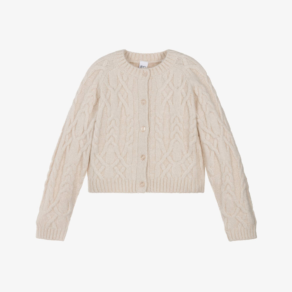 iDO-Girls Beige Cable Knit Glitter Cardigan | Childrensalon Outlet
