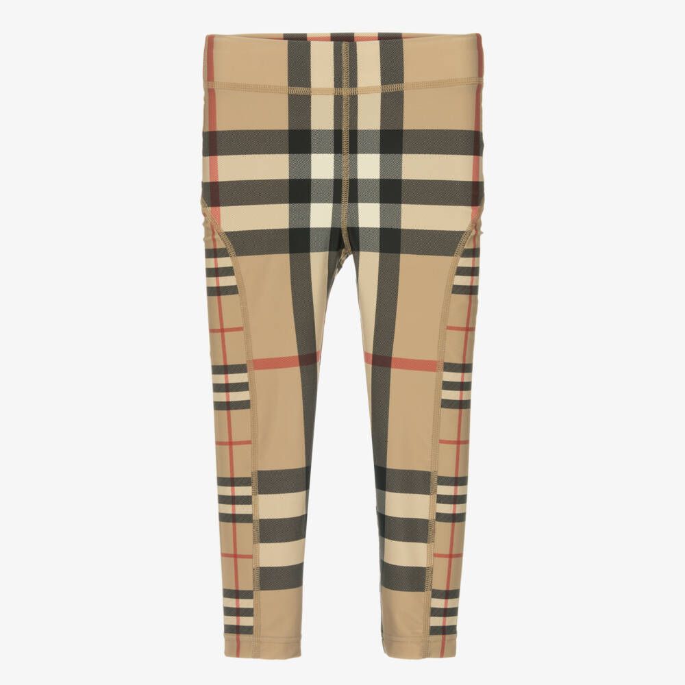 Burberry-Girls Beige Check Leggings | Childrensalon Outlet
