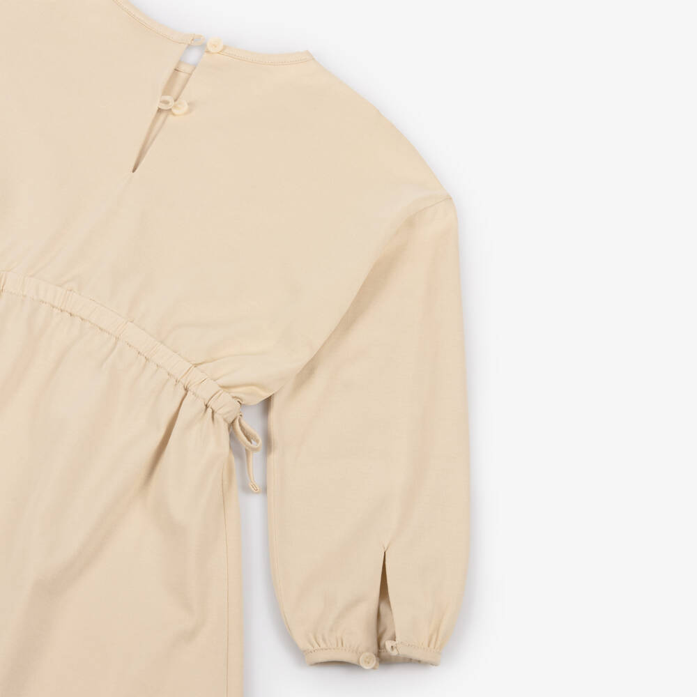 Burberry-Girls Beige Cotton Dress with King's Guard & Logo | Childrensalon Outlet